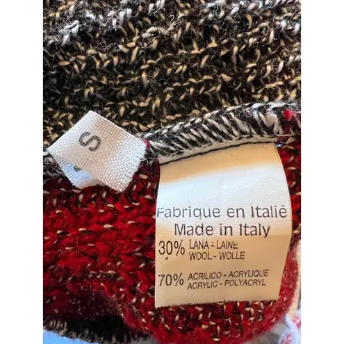 Rossana Maglificio Textured Red Knit Sweater Italy Wool Blend Boho Vintage Small Gray