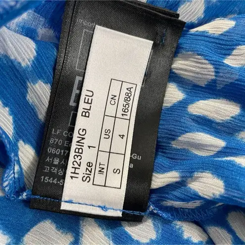 Ba&sh  Size 4  Top Blouse Long Sleeve Ruffle Blue White