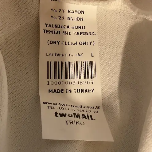 TwoMail Women's Long Sleeve V Neck Lace Button Front Knitted Cardigan Size 8 NWT Blue