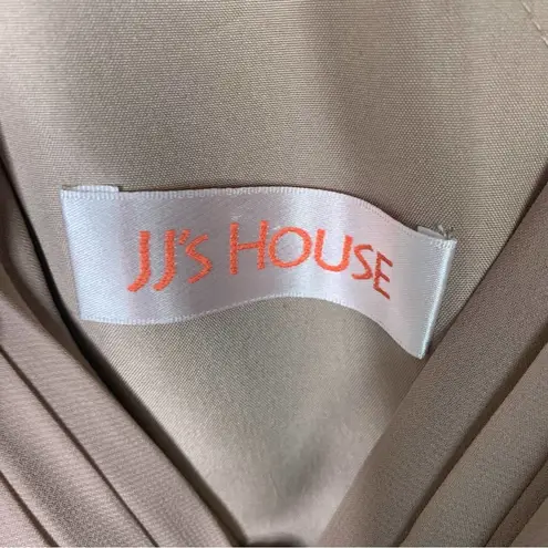 JJ's House  taupe pleated A line V neck bridesmaids chiffon maxi dress size medium