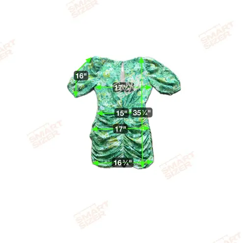 RONNY KOBO Silk Midi Length Dress gFloral Ruched Neck Mini Dress Size L Green Size L