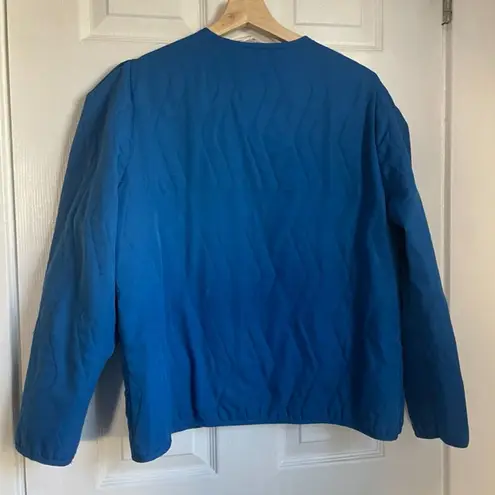 Vintage quilted open front jacket coat blue zig zag print retro 90s y2k kidcore Size 16