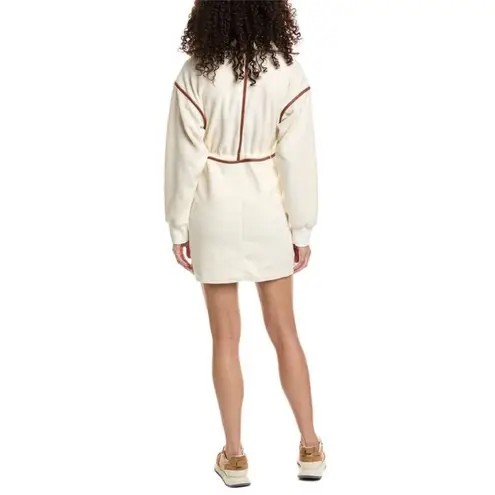 STAUD Timber Dress Fleece Long Sleeve Sporty Preppy Cream Tan Yellow sz Medium White