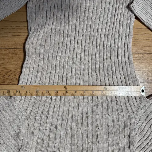 Vintage Carol Little 100% Linen Cable Knit Sweater SZ XL Tan Classic Natural EUC