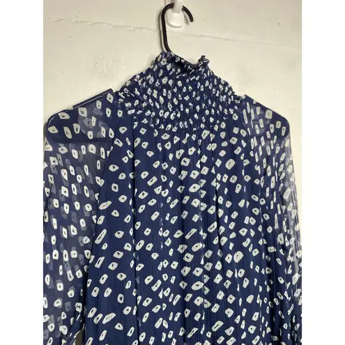 Velvet by Graham & Spencer Lisette Iman Printed Chiffon Dress Navy Blue Small