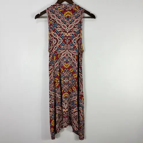 Maeve Sleeveless Dress Womens Small Red Boho Abstract Print Midi Festival Indie