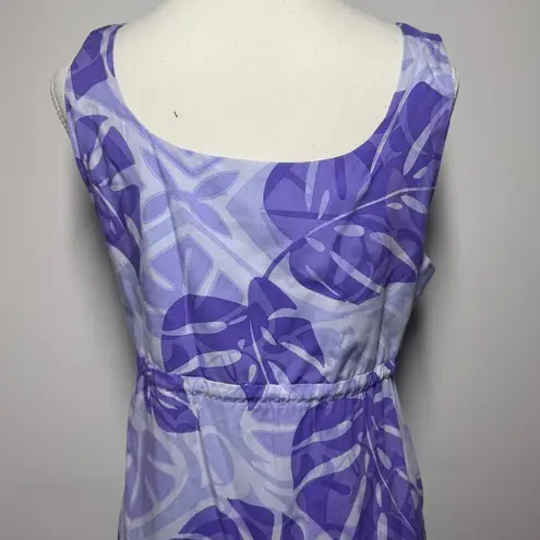 Puanani Dress Women Size M Purple Floating Monstera Empire Tie Front Hawaiian Size M