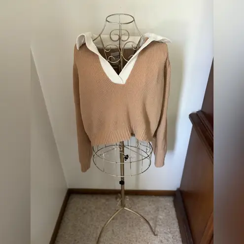 Abercrombie & Fitch Abercrombie tan and white sweater XS