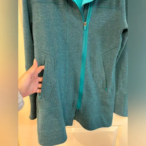Title Nine Size S Teal Blue Full-Zip Knit Cardigan Sweater Wool Blend Pockets