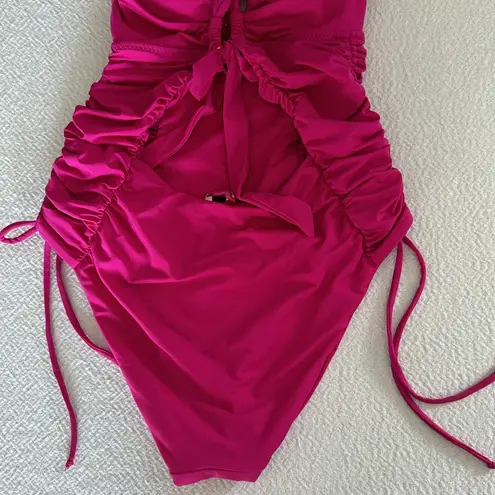 SOLUNA Shirred Delight One Piece Swimsuit, Medium, $148 Pink