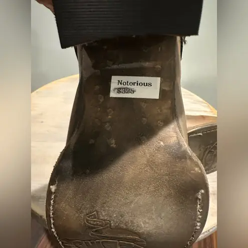 FreeBird Notorious Harness Buckle Zipper detail Brown/Tan Leather Boots 7 Brown