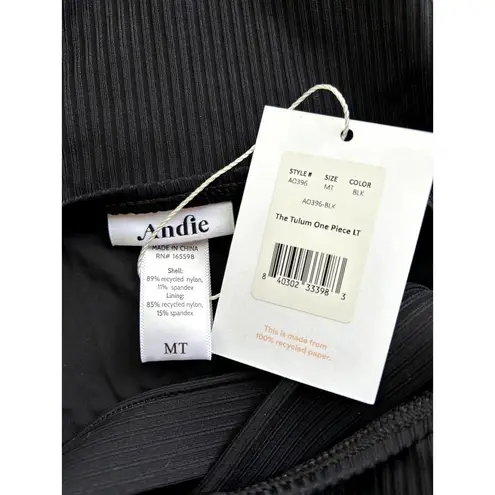 ANDIE Swim The Tulum Ribbed One Piece in Black Medium Tall NWT