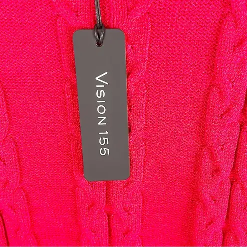 VISION 155 Red Cable Knit Long Sleeves Sweater, Size Medium