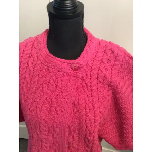 Aran Crafts Vintage Ireland 100% Merino Wool Shrug Cardigan Sweater Cape Pink M Size M