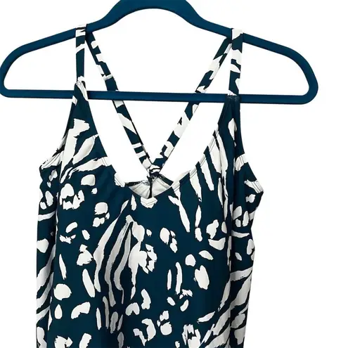 Anne cole Women's Plus Size 18W Jungle Print Tankini Swim Top Blue