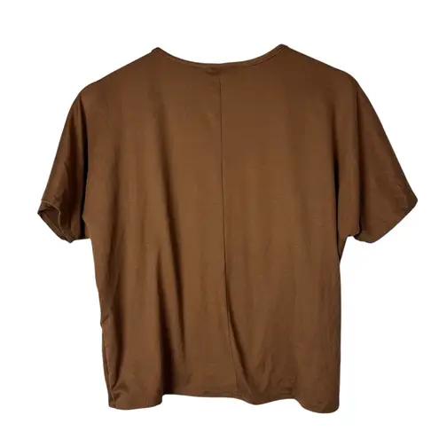 Olivia Rae Camel Brown V-Neck Short Sleeve Blouse S