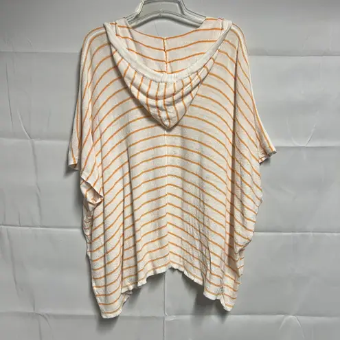 Moth Anthropologie Striped Beachy Bohemian Hooded Poncho Size XS/S White