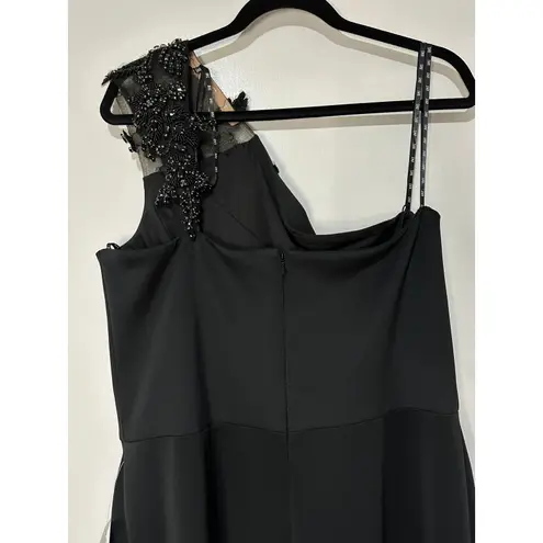 Tadashi Shoji SHO by Beaded Appliqué One-Shoulder Jumpsuit Size XL NWT