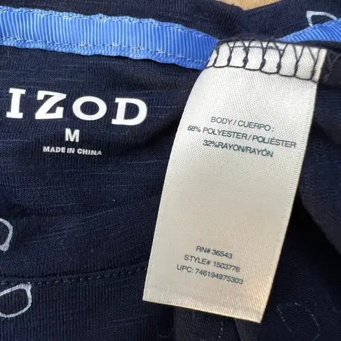 IZOD (M) Navy Blue Sunglass Knot Tie Cap Sleeve Tee Shirt