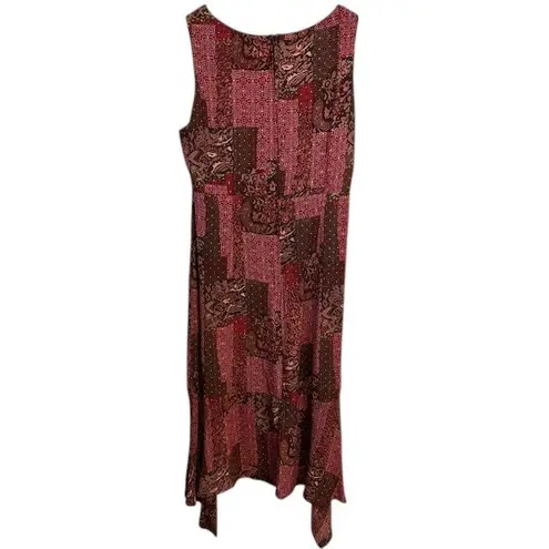 Scarlett Midi Dress Paisley Print Y2K Sleeveles Sundress Red Brown Sz 7/8