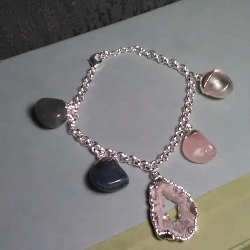 Crazy Lace Agate Brass Bracelet