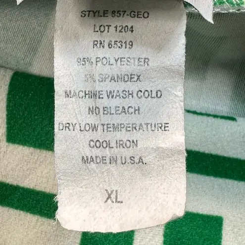 Vamp Pants Womens XL Green White Vintage High Rise Geometric Wide Leg Trendy