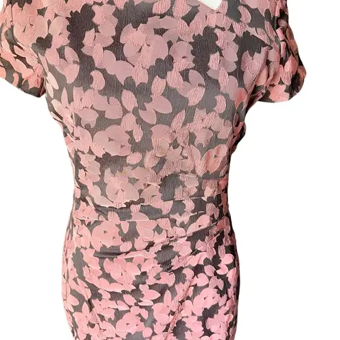 Donna Karan Women's 4 Asymmetrical Pink Floral Pencil Sheath Dress Office Formal