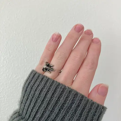 Silver Elephant Wrapping Ring Raised Trunk Animal Safari Pewter Gunmetal Boho Jewelry