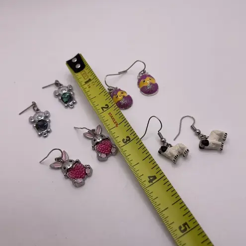 Lot Of 4 Costume Earrings Pierced Dangle / Drop Easter Egg, Rabbit, Pug, Koala