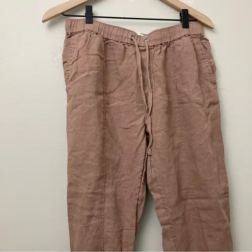 Cynthia Rowley  100% Linen Brown/Tan Lounge Drawstring Joggers Size Medium