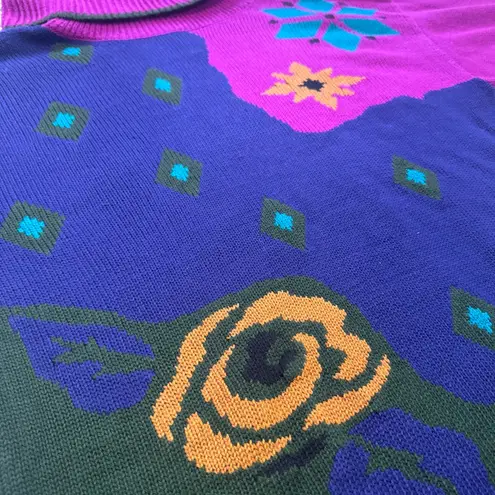 VTG Plain Jane by Sweet Baby Jane Purple, Pink and Green Knit Sweater Dress Sz M Size M