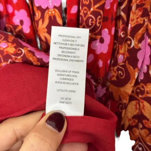 AMUR Codi Floral Long Sleeve Minidress In Rosewood Kaleidoscope Paisley Size 0