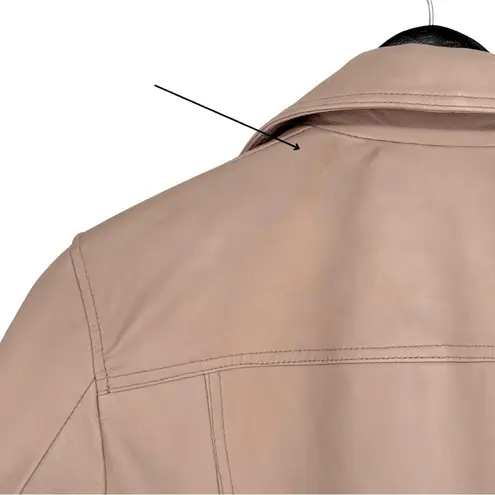 All Saints 8 Dalby Slim-Fit Leather Biker Jacket Misty Pink Zipper Moto Boho - Image 7