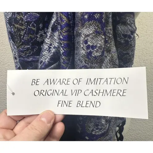 Jerusalem Paisley Scarf Shawl Wrap Womens One Size Blue Black Cashmere Blend