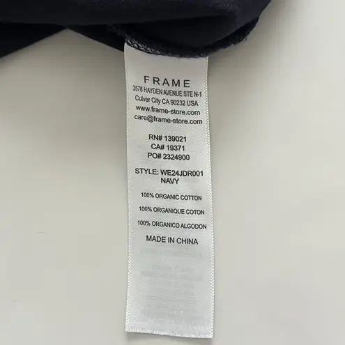 Frame Asymmetric Tiered Midi Dress Gathered Organic Cotton Knit Blue Size S Chic