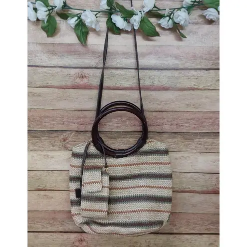 Amanda Smith Cute Woven Striped Round Handle Boho Bag with Detachable Strap