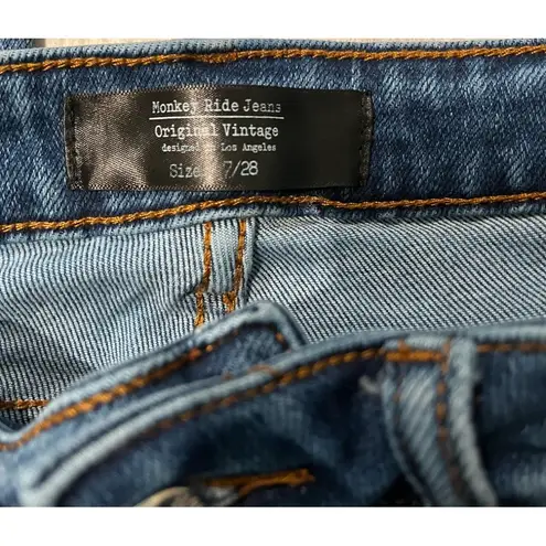 Monkey Ride Original Vintage Hi-Rise Distressed Skinny Jeans, Sz 7/28
