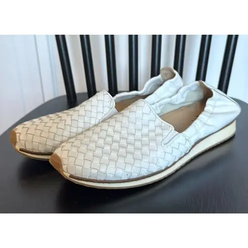 Sesto Meucci white woven leather slip on flats size 40/9.5