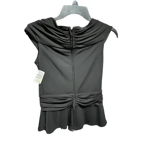 Tadashi Shoji NWT Vintage Tadashi V Neck Size Medium Sleeveless Top Black Embellishments #G4-5