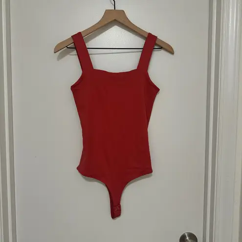 REORIA | NWT Women's Casual Pink Square Neck Snap Closure Thong Bodysuit, Size S