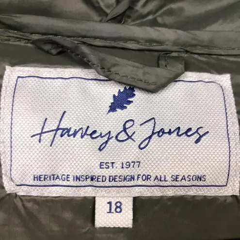 Harvey & Jones Women's Olive Green Nylon Long Line Hooded Puffer Coat Size XXL