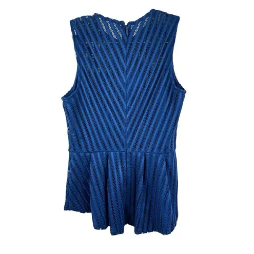 New York & Co Blue Two Piece Eyelet Sleeveless Peplum Skirt Set Size S