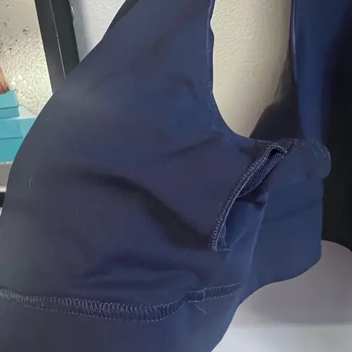 Fabletics  Blue zip crop top Leilani with Built in removable bra in size large thumbnail 4