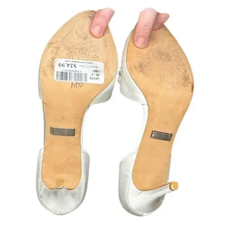 Badgley Mischka Women Shoe Beaded Maria Embellished Satin Peep Toe Pumps Sz. 7.5