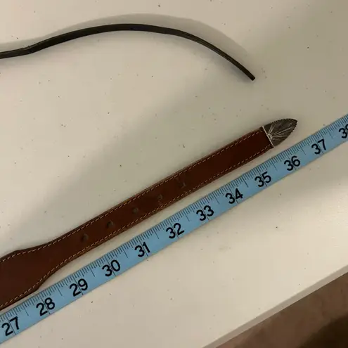 Leegin 1990 USA Brown Genuine Leather Animal Studded Western Belt Size Small