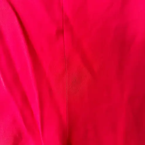 Emilio Pucci Solid Hot Pink V Neck Ruched Waist Side Exposed Zip Sheath Dress 6