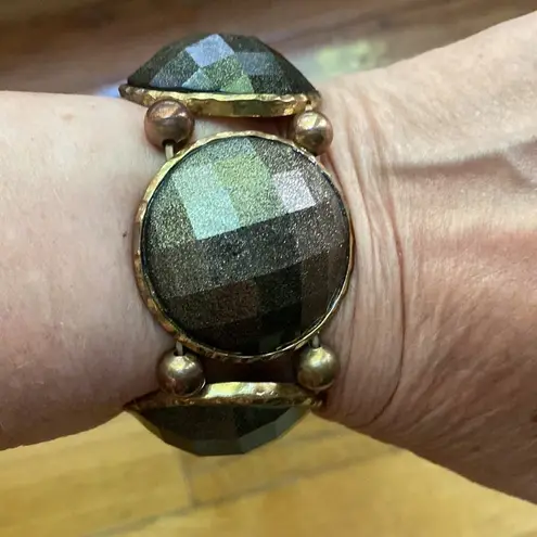 Amrita Singh Vintage gunmetal and brass statement bracelet. Stretch to fit.