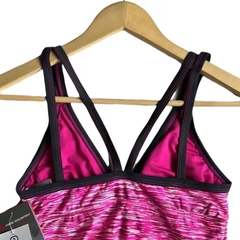 Free Country Melange De Mar Hip Adjustable Side Tankini Top Pink/Dark Gray