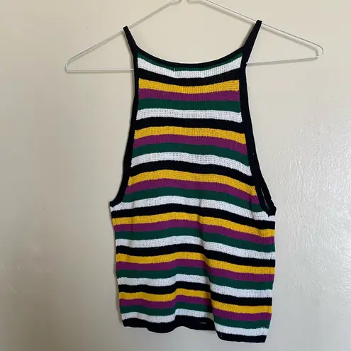 Forever 21 rainbow stripe cropped retro knit sweater tank top NWT NEW