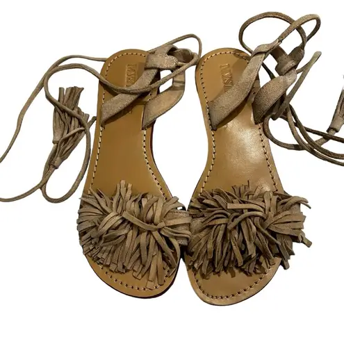 Mystique Boutique MYSTIQUE Moreno Boho Fringe Gladiator Suede LEATHER Sandals, Sz 8